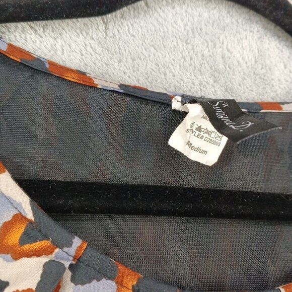 SIMONE D. Short Tank Dress Size M 100% Viscose Multicolor Print w/ Black Lining - Picture 8 of 14